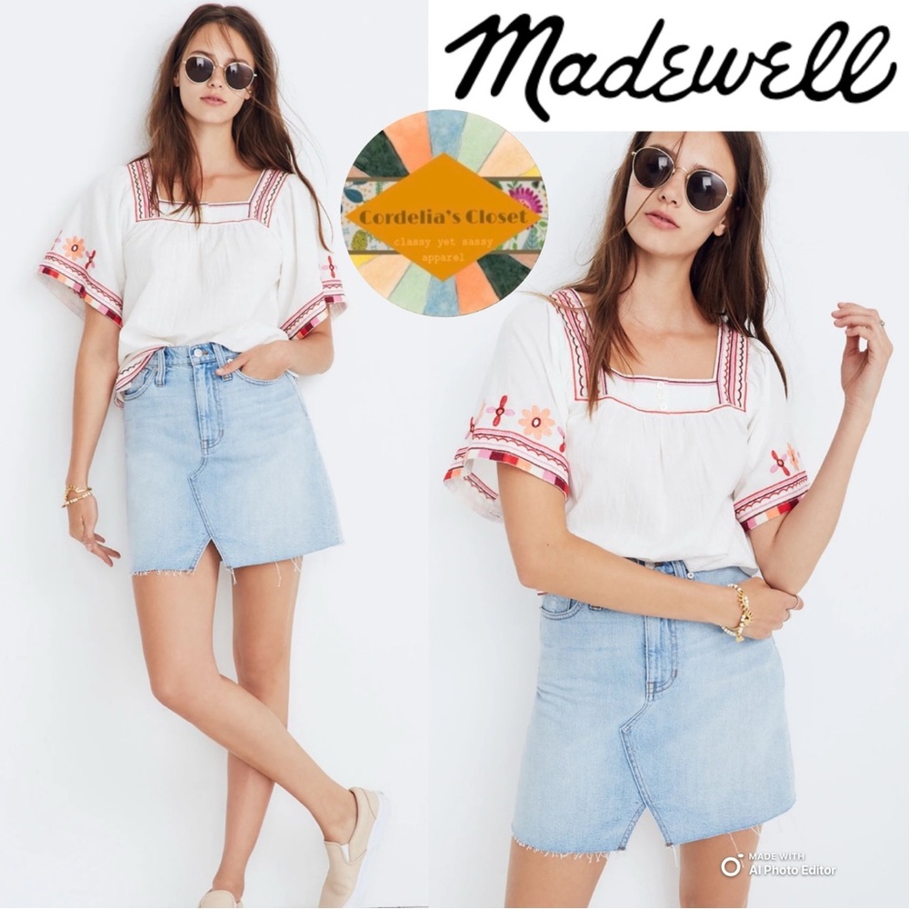 ❌SOLD!❌ #184 $80! Madewell Rigid Denim A-Line Mini Skirt: Cutout Edition size 26